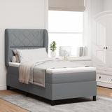 Box Spring Bed With Mattress - Light Gray, 90X200 Cm, Fabric