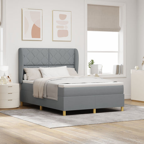 Box Spring Bed With Mattress Light Grey 160X200 Cm Fabric