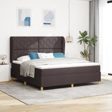Box Spring Bed With Mattress Dark Brown 180X200 Cm Fabric