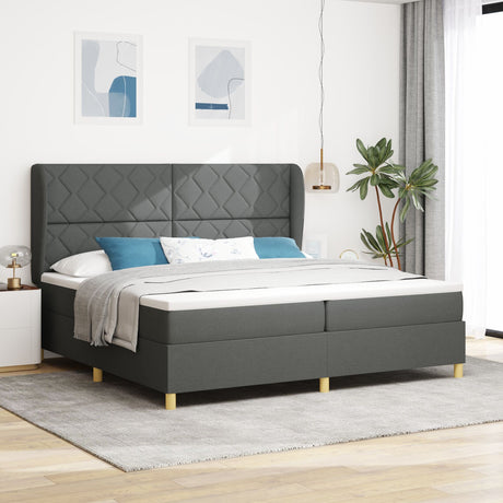 Box Spring Bed With Mattress Dark Grey 200X200 Cm Fabric