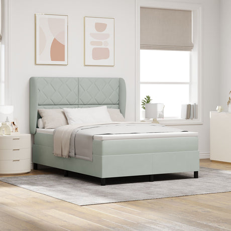 Box Spring Bed With Mattress Light Grey 160X200 Cm Velvet