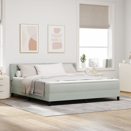 Box Spring Bed With Mattress Light Grey 180X200 Cm Velvet