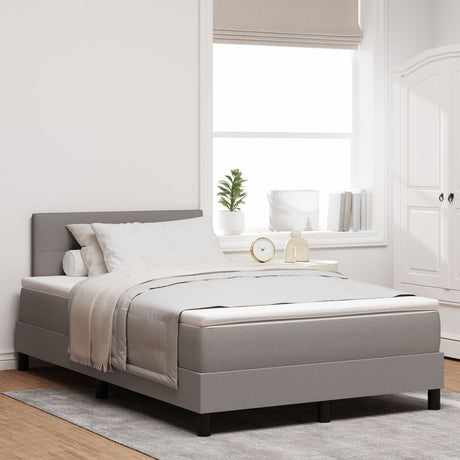 Box Spring Bed With Mattress & Led Taupe 120X190 Cm Fabric