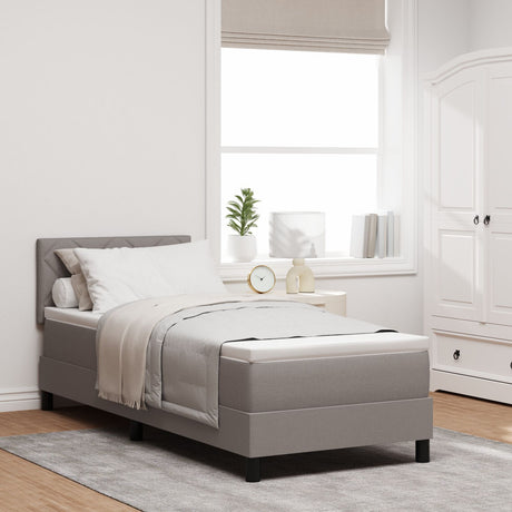 Box Spring Bed With Mattress & Led Taupe 80X200 Cm Fabric