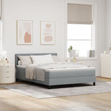 Box Spring Bed With Mattress & Led Light Grey 140X200 Cm Fabric