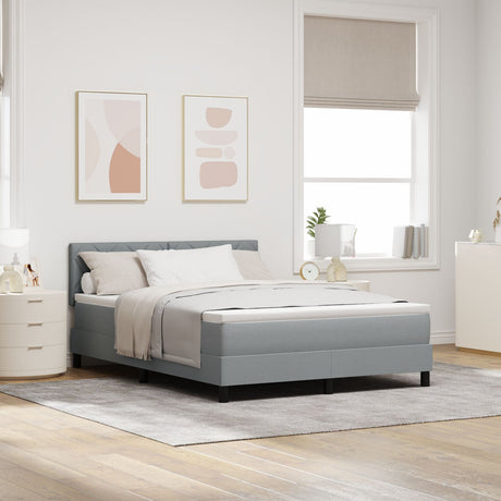 Box Spring Bed With Mattress & Led Light Grey 160X200 Cm Fabric
