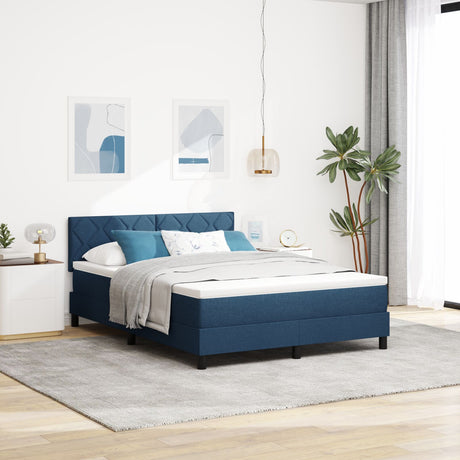 Box Spring Bed With Mattress & Led Blue 160X200 Cm Fabric
