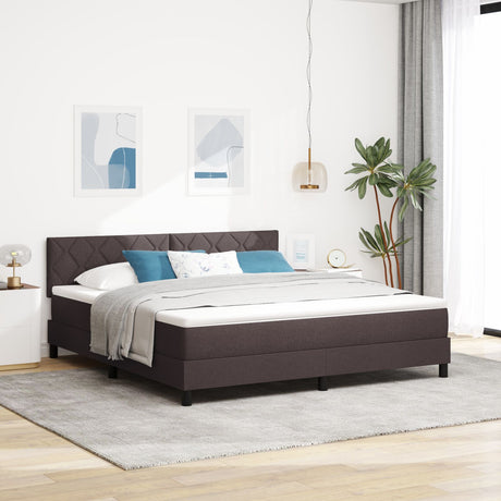 Box Spring Bed With Mattress & Led Dark Brown 180X200 Cm Fabric