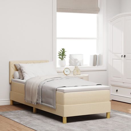 Box Spring Bed With Mattress & Led Cream 80X200 Cm Fabric