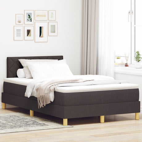 Box Spring Bed With Mattress & Led Dark Brown 120X200 Cm Fabric
