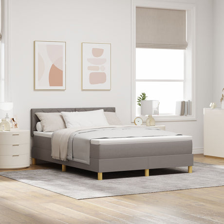 Box Spring Bed With Mattress & Led Taupe 160X200 Cm Fabric