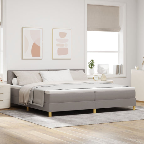 Box Spring Bed With Mattress & Led Taupe 200X200 Cm Fabric