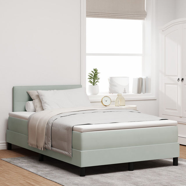 Box Spring Bed With Mattress & Led Light Grey 120X190 Cm Velvet