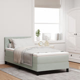 Box Spring Bed With Mattress & Led Light Grey 100X200 Cm Velvet