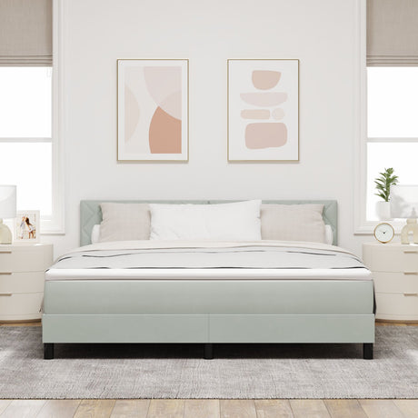 Box Spring Bed With Mattress & Led Light Grey 180X200 Cm Velvet