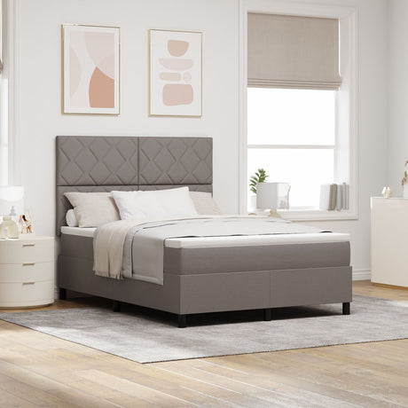 Box Spring Bed With Mattress & Led Taupe 160X200 Cm Fabric