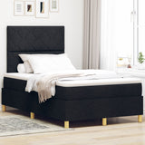Box Spring Bed With Mattress & Led Black 120X190 Cm Fabric