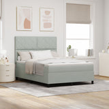 Box Spring Bed With Mattress & Led Light Grey 140X190 Cm Velvet