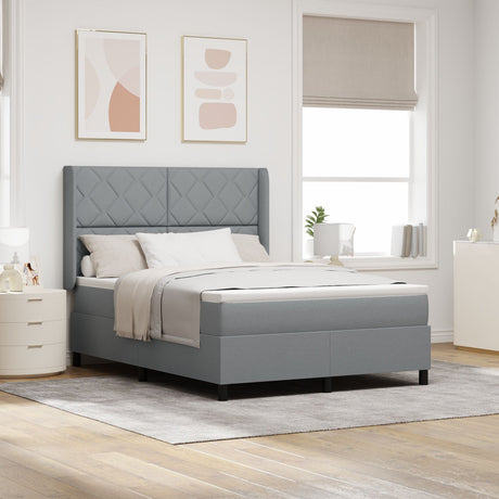 Box Spring Bed With Mattress & Led Light Grey 160X200 Cm Fabric
