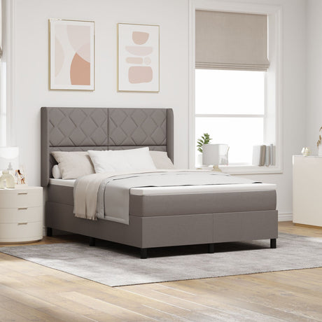 Box Spring Bed With Mattress & Led Taupe 160X200 Cm Fabric