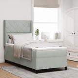 Box Spring Bed With Mattress & Led Light Grey 100X200 Cm Velvet