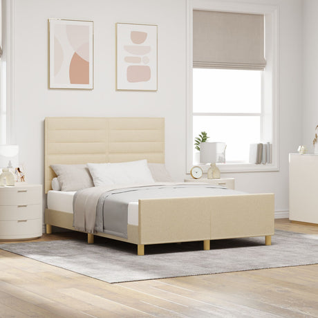 Cream Bed Frame 160X200 Cm Fabric