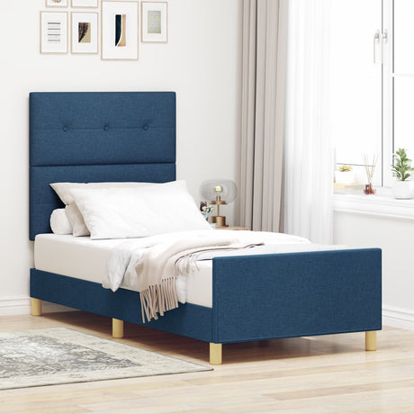 Bed Frame In Blue, 80X200 Cm, Fabric