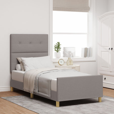 Bed Frame In Taupe, 90X190 Cm, Fabric