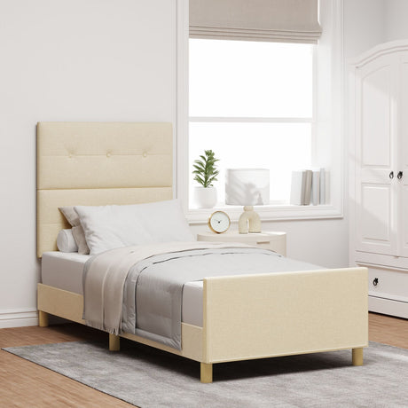 Bed Frame Cream 90X190 Cm Fabric