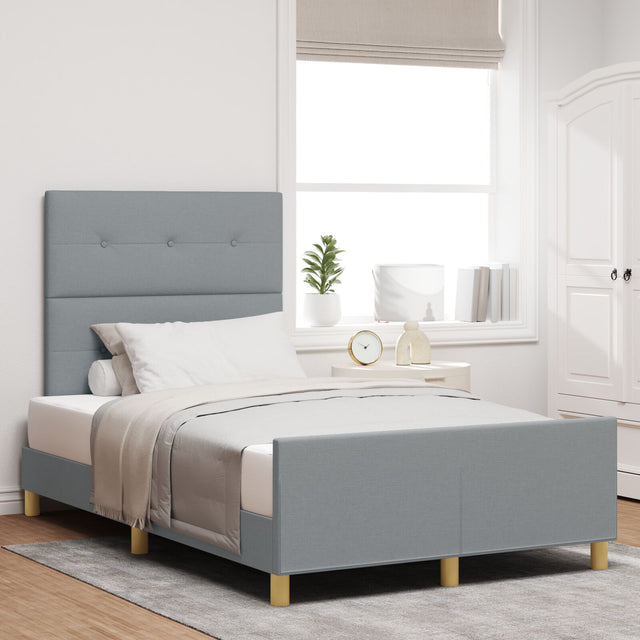 Bed Frame Light Grey 120X200 Cm Fabric