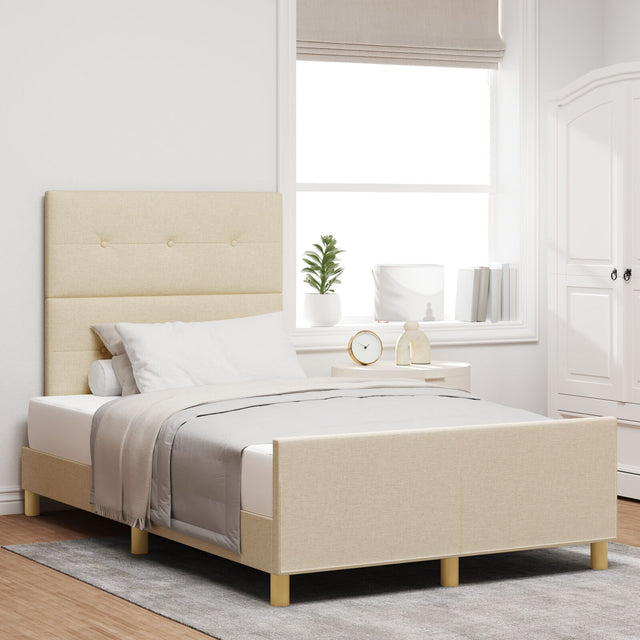 Bed Frame Cream 120X200 Cm Fabric