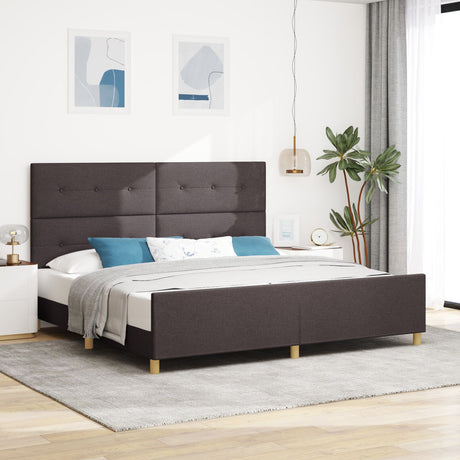 Dark Brown Fabric Bed Frame 200X200 Cm