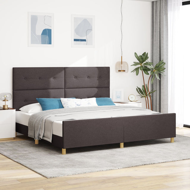 Dark Brown Fabric Bed Frame 200X200 Cm