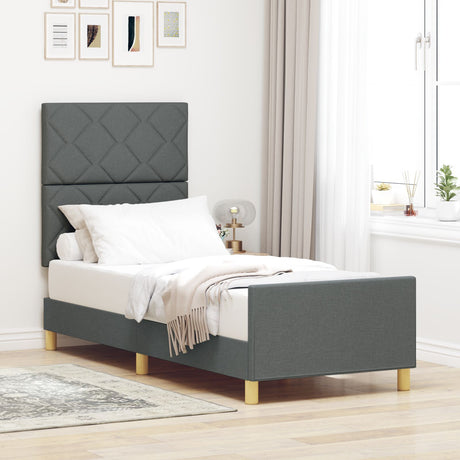 Bed Frame Dark Grey 80X200 Cm Fabric