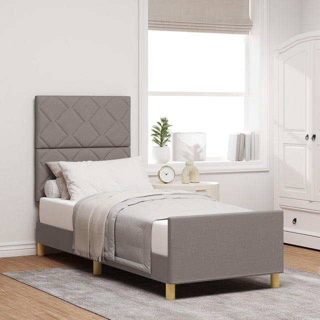 Bed Frame - Taupe Fabric, 80X200 Cm