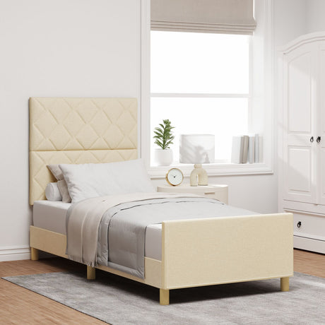 Cream Fabric Bed Frame 90X200 Cm