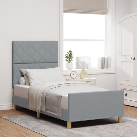 Bed Frame Light Grey 100X200 Cm Fabric