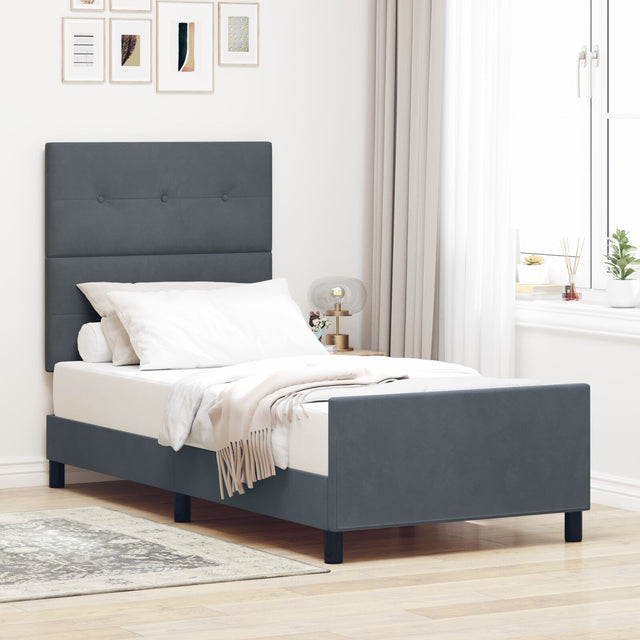Bed Frame Dark Grey 90X190 Cm Velvet
