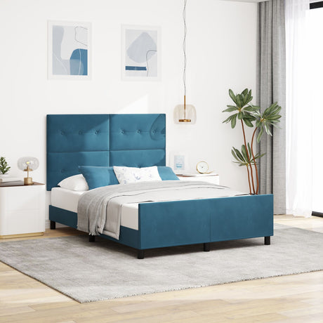 Bed Frame Dark Blue 140X190 Cm Velvet