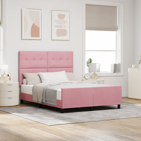 Pink Velvet Bed Frame 140X190 Cm