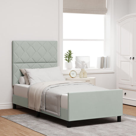 Bed Frame Light Grey 90X200 Cm Velvet