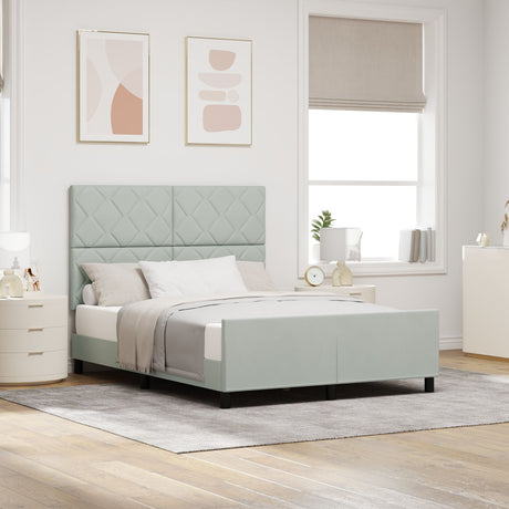 Bed Frame Light Grey 140X190 Cm Velvet