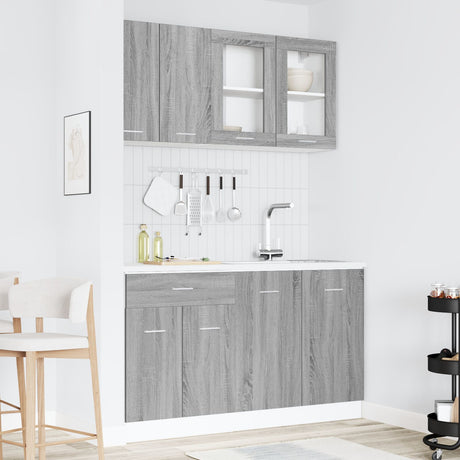 4 Piece Kitchen Cabinet Set Grey Sonoma Engineered Wood