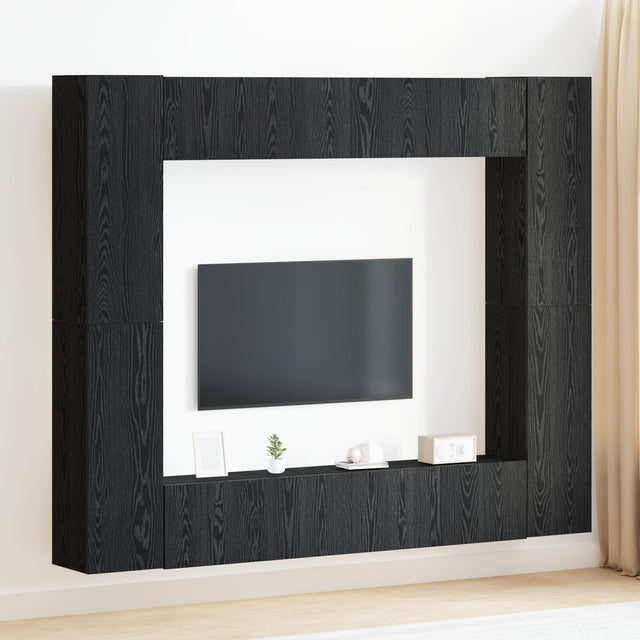 8 Piece Tv Cabinet Set Wall-Mounted Engineered Wood,  Tv Stand 80X30X30 Cm Made Of Engineered Wood,  Wall-Mounted Tv Cabinets - 2 Pcs , 30.5X30X90 Cm, Made From Engineered Wood