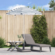 Beach Parasol With Metal Pole Blue & White 161X193 Cm Polyester