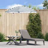 Beach Parasol With Metal Pole Blue & White 161X193 Cm Polyester