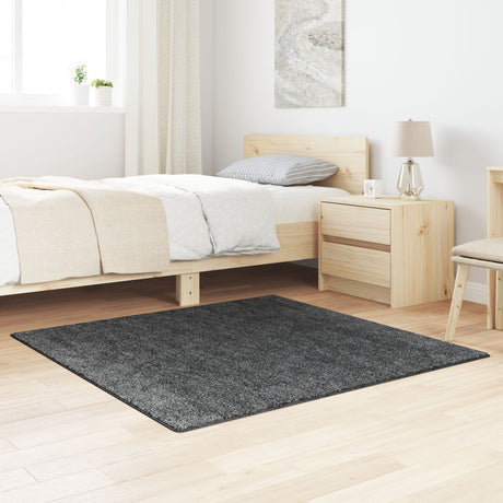 Shaggy Rug With Latex Backing Dark Grey 120X120 Cm