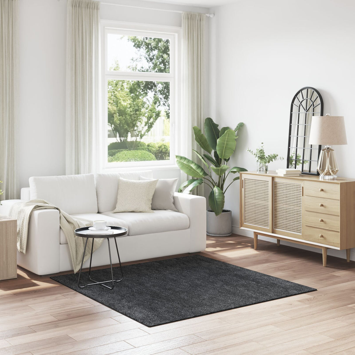 Shaggy Rug With Latex Backing Dark Grey 160X160 Cm