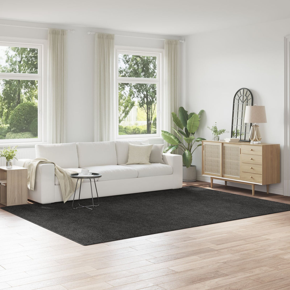 Shaggy Rug With Latex Backing Dark Grey 240X340 Cm