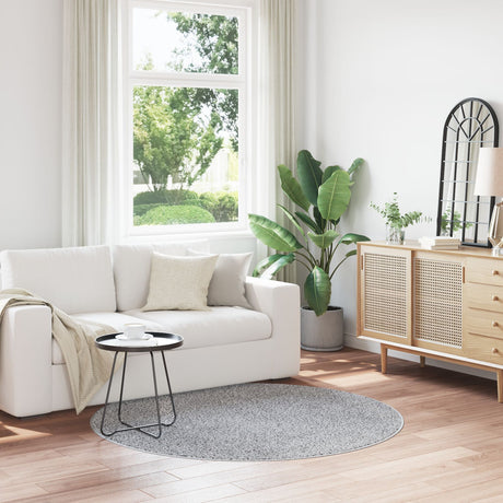 Shaggy Rug With Latex Backing Grey Ø160 Cm